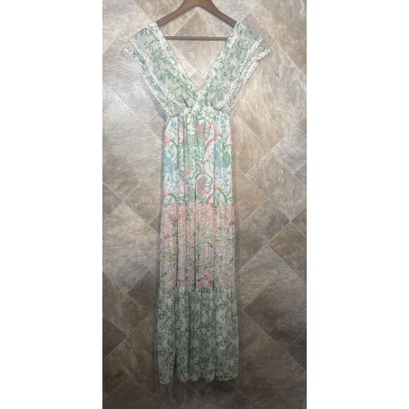 NEW House of Harlow 1960 Women’s XS White Floral Tiered Maxi Dress Sleeveless - Picture 4 of 14